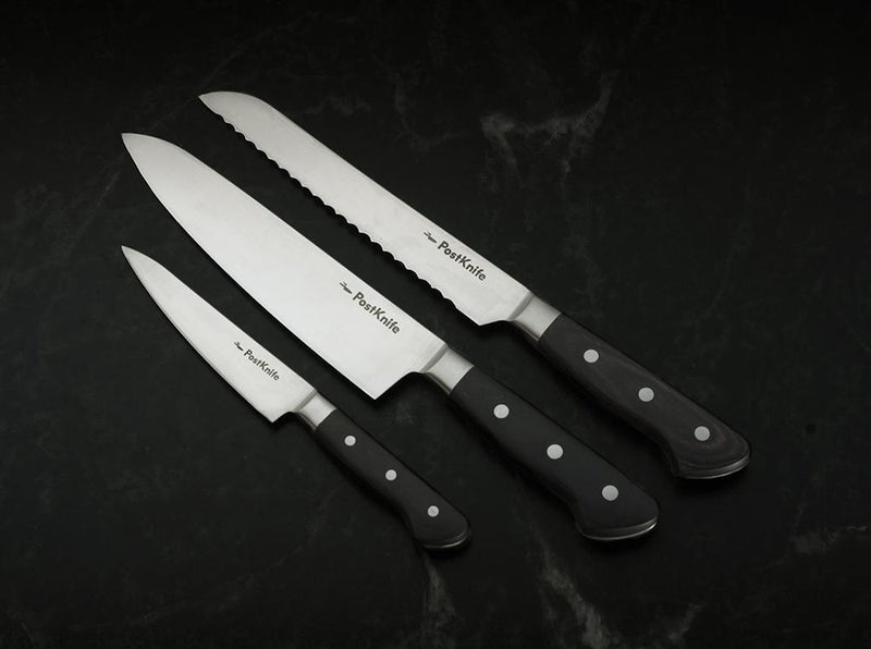 PostKnife  12 Knives Rental Set - Chefs Knives, Serrated, and Boning